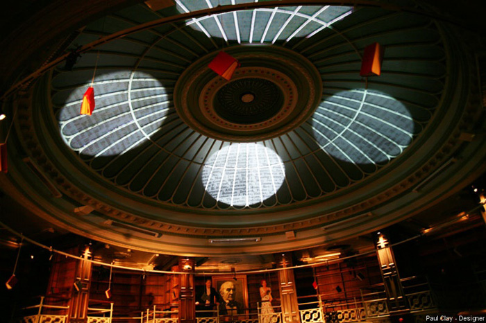 Paul Clay's Set Design, Lighting Design, and Video Design, for National Theatre Wales, Volcano Theatre, Welsh National Opera's co-production entitled Shelf Life at the Old Swansea Library, Wales, UK-17